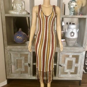 Striped Crochet Swim Cover-Up Dress